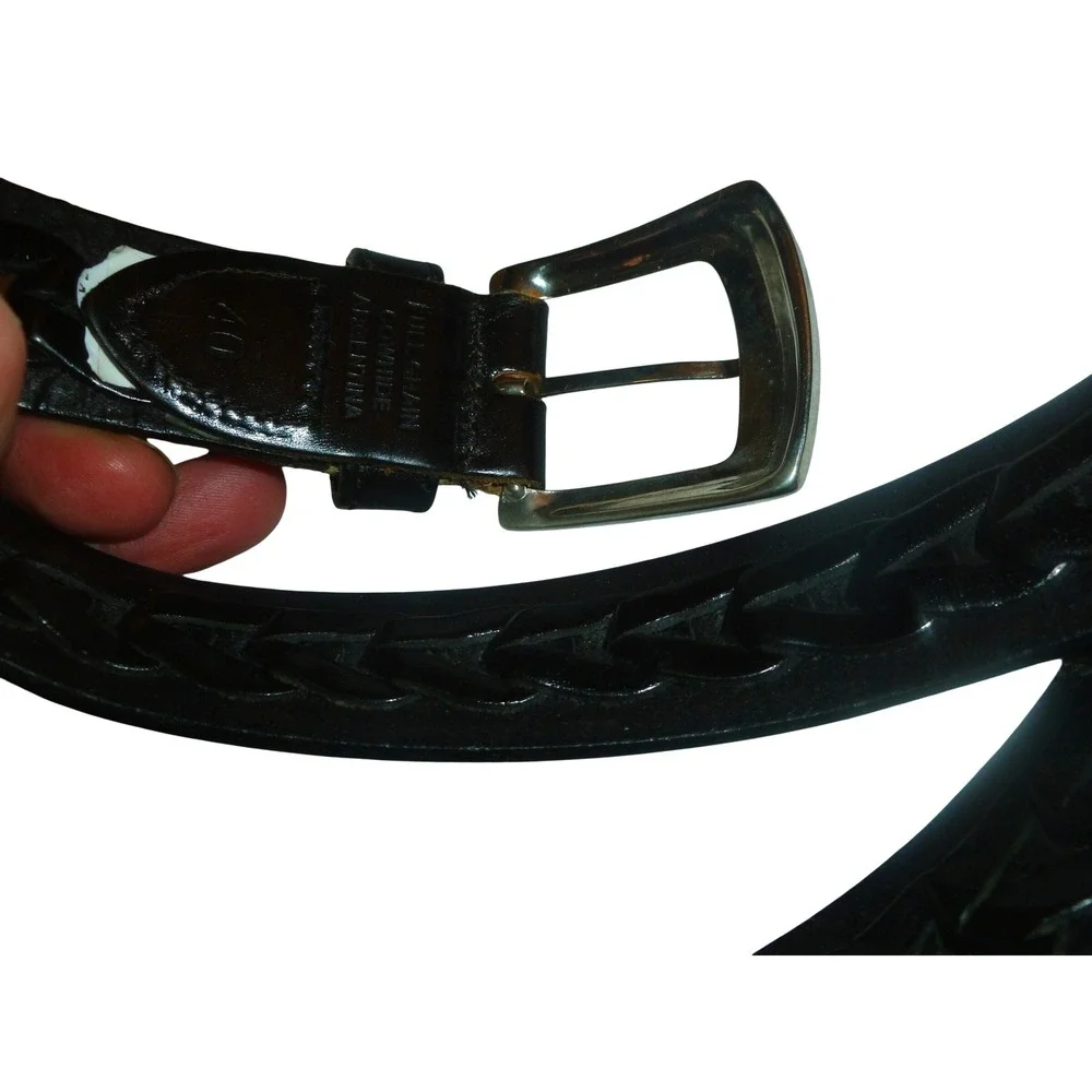 Full Grain Cowhide Black Braided‎ Leather Belt Mens Size 40 Argentina